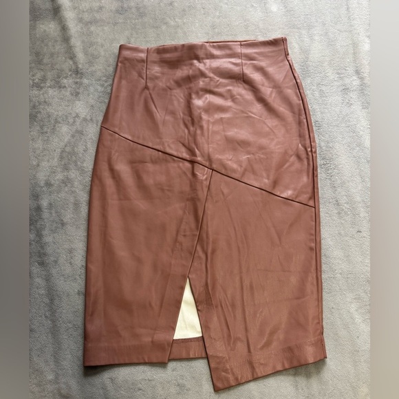Dynamite Vegan Leather Mini Skirt, Brown, Size M - Picture 1 of 11
